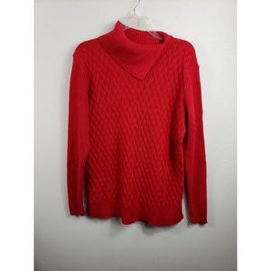 Lands' End Women's Long Sleeve Textured Cable Ribbed collar sz Med